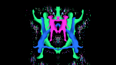 Trois danseurs apparaissent en miroir, comme un test de Rorschachtest de 